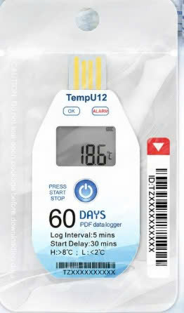 Thiết Bị Theo Dõi Nhiệt Độ Data Logger TempU12  - Màn hình LCD – ( dùng 1 lần )
